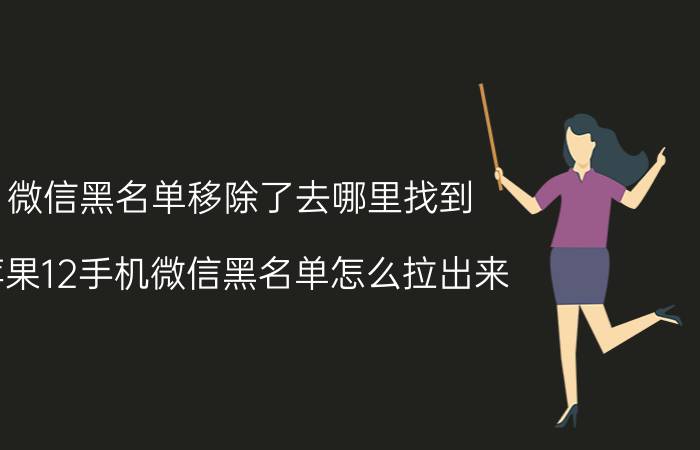 微信黑名单移除了去哪里找到 苹果12手机微信黑名单怎么拉出来？